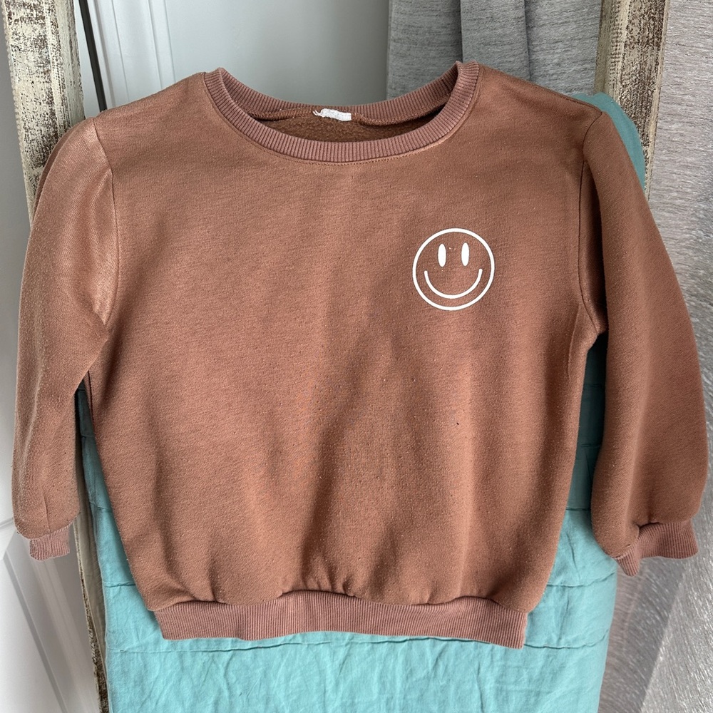 Brown Smiley Face Kids Sweatshirt